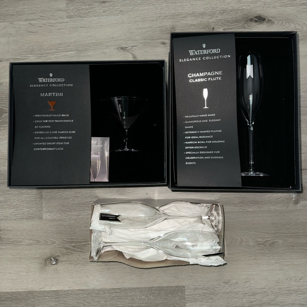 Waterford Elegance Collection Martini Glass and Champagne Flute Bundle